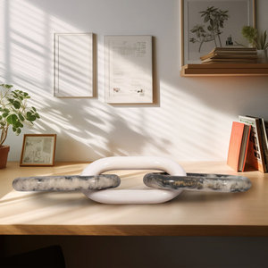 Cadena de resina con aspecto de mármol ecológico de 21 pulgadas, cadena de eslabones hecha a mano decorativa para exhibición en el hogar - Product Image 1