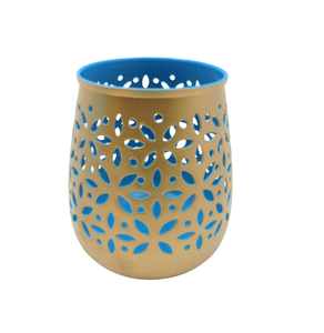 Soporte votivo redondo de hierro decorativo moderno, tarro de vela con acabado de lámina dorada para sala de estar y decoración de mesa hecha a mano - Product Image 5