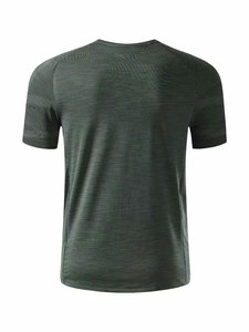 Service OEM en gros, t-shirts personnalisés pour hommes, motif uni, tricotés en coton/fibre de bambou, séchage rapide, respirants, vêtements de sport, course à pied - Product Image 6