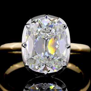 Anillo de compromiso solitario de lujo con diamante cultivado en laboratorio de 4.50 quilates, plata 925, dos tonos, forma de cojín antiguo, joyería nupcial atemporal - Product Image 2