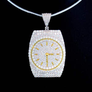 Pendentif en diamant Moissanite taille ronde glacée pour pendentif de style Hip Hop cadeau d'anniversaire pour homme en argent sterling 925 - Product Image 2