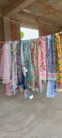 Sarung Bikini Pareo Katun 100% Motif Cetak Blok Dabu, Syal Persegi Buatan Tangan & Saputangan Motif Bagru