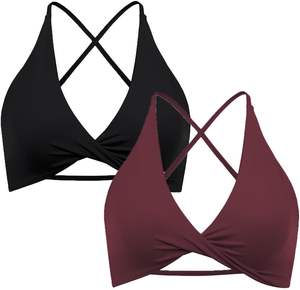 Conjunto de Sujetador deportivo de 2 piezas de algodón de alta calidad para mujer, diseño de tiras Reversible, espalda abierta, cuello en V, estampado, tallas de espalda abierta - Product Image 6