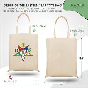 OES Masonic Shriner Canvas <b>Tote</b> <b>Bag</b> Digital Print Reusable Waterproof <b>Bag</b> with Rose Gold <b>Zip</b> and Embroidery - Product Image 3