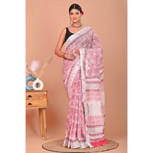 Blusa sin Tirantes de Lino y Algodón para Mujer, Estampada a Mano con Diseño Floral, Larga, para Uso Diario - Product Image 1