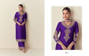 Maruti Fashion Premium Heavy Party Wear Wedding Embossed Silk Indian Chinon Women's Surat Gujarat Exclusive Kurta Kurti - Product Image 4