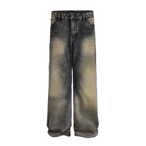 Pantalones Vaqueros Americanos Retro Holgados y Ajustados con Dobladillo Deshilachado, Pantalones Anchos Rectos, Jeans con Dobladillo Deshilachado y Estrella 3D - Product Image 2