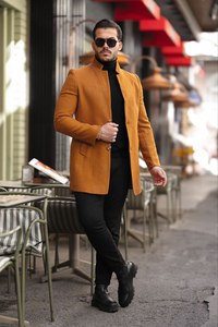 High Quality <b>Men's</b> Double Breasted <b>Long</b> <b>Wool</b> Blend <b>Overcoat</b> Plaid Trench Coat Classic Lapel Warm for Business and Daily Wear - Product Image 5