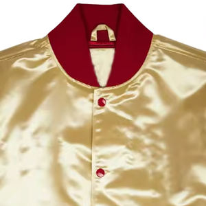 Veste universitaire en satin pour hommes personnalisée en gros Streetwear respirant à fermeture éclair avec col montant pour l'hiver - Product Image 4