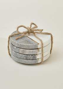 Ensemble de sous-verres en marbre blanc rond élégant Sous-verres en pierre durable Maison Cuisine Table à manger Accessoires de protection - Product Image 2