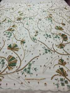 <b>Crystal</b> Luxury Heavy Beaded Rose Gold Beaded Full Design of Heavy <b>Crystal</b> Net Wedding Lace Custom Fabric - Product Image 3