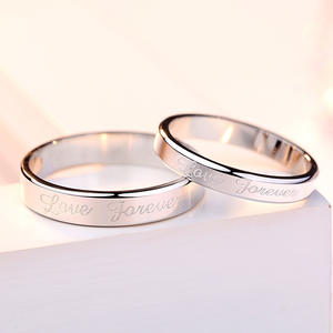Venta directa de fábrica S925 Anillo de pareja Plata de ley <span class=keywords><strong>Moda</strong></span> para <span class=keywords><strong>mujer</strong></span> Anillo de par de nicho simple Joyería inglesa - Product Image 2