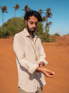 Chemise à Manches Longues Confortable en Coton 100% Beige pour Homme Vêtements Décontractés à Boutons Oversize - Product Image 2