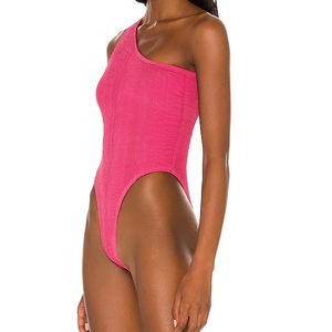 Derniers maillots de bain une pièce taille haute pour femmes Maillot de bain une pièce solide à col rond élégant Look de plage grande taille - Product Image 4