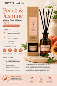 Private Label Peach & Jasmine <b>Reed</b> <b>Diffuser</b> 100ml OEM | Mikado Home Fragrance | Spain EU - Product Image 3
