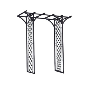 Recién llegado, diseño de jardín de Metal negro con arco de banco, enrejado de cenador para soporte de fondo para decoración de patio trasero de césped interior y exterior - Product Image 4