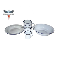 Plateau de service bas en acier inoxydable blanc émaillé, personnalisé, écologique, style européen, pour petit-déjeuner, déjeuner, buffet, camping - Vente en gros