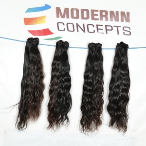 100% vierge cuticule alignée chimiquement traitée aucun noir crépus faisceaux ondulés Indian Temple Extensions de cheveux humains - Product Image 5