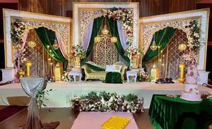 Decoración de Escenario Dorado para Bodas con Temática Marroquí, Decoración de Escenario para Nikah con Temática Musulmana, Decoración de Escenario Tradicional para Recepción de Bodas en Atlanta - Product Image 5