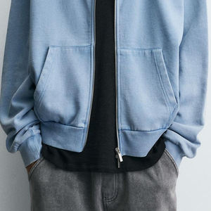 Breathable Material <b>Men</b> <b>Hoodie</b> High Quality With Zip Up Closure Custom Logo Solid Color <b>Hoodie</b> <b>For</b> Winter OEM Service Wholesale - Product Image 5