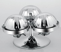 Chauffe-plat rond de luxe en acier inoxydable pour hôtel restaurant traiteur, ensemble de buffet rotatif 3 en 1, chauffe-plats