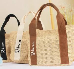 Custom Beach Straw <b>Bag</b>, <b>Bridesmaid</b> Wedding <b>Gift</b> - Product Image 1