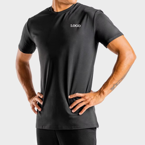 Venta al por mayor de ropa activa, Camiseta de algodón y poliéster para hombres, ropa deportiva con logotipo personalizado, medias de entrenamiento, camiseta de manga corta con cuello redondo - Product Image 5