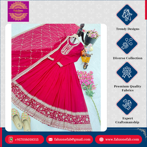 Lujoso Conjunto de Vestido Anarkali Tradicional Indio con Dupatta para Mujer, Nuevo Diseño, Fabuloso Bordado en Georgette Sintética, Especial para Bodas - Product Image 4