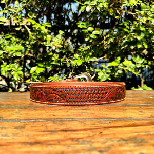 Cinturón Vaquero de Cuero Genuino de 40 mm Estilo Gaucho Vintage, Hecho a Mano con Diseño Paisley, Hebilla Clásica de Aleación de Zinc, Color y Logotipo Personalizables - Product Image 4