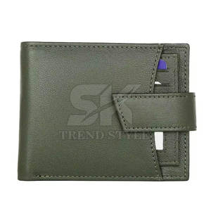 กระเป๋าสตางค์หนังแท้แบบพับสองตอน สีเดียว รุ่นใหม่ล่าสุด แฟชั่นทันสมัยสำหรับผู้ชาย จากโรงงานโดยตรง - Product Image 5