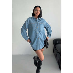 Chemise en jean oversize 6090 - Bleu moyen - Product Image 4