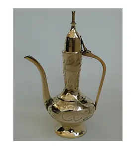 Solid Brass Hand Worked Aftaba Antique Metal Arabian Tea Pot Coffee Brass Arabic Embossed Dallah Custom Wholesale Surahi