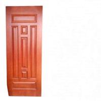 Porte intérieure/extérieure de luxe en acajou massif à six panneaux, finition naturelle, personnalisable pour chambre résidentielle et entrée d'appartement