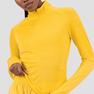 Abrigo deportivo de manga larga con cremallera completa holgada para mujer al por mayor, Chaqueta corta con cremallera para entrenamiento al aire libre para yoga y gimnasio con bolsillos - Product Image 1