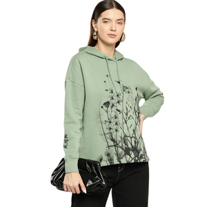 Sudadera con capucha larga con estampado de dibujos animados para mujer, Sudadera con capucha gráfica de moda, poliéster/algodón de alta calidad con bolsillo de canguro - Product Image 2