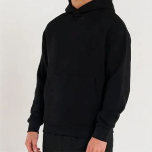 Plain Relaxed Fit Hoodie para hombre en cemento y negro-Capucha funcional con cierre a presión y diseño minimalista - Product Image 5