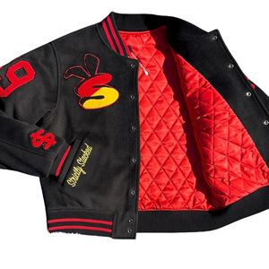 Chaqueta unisex de lana con logotipo personalizado de diamantes de imitación para hombre, chaqueta de béisbol elegante con logotipo personalizado, transpirable de talla grande - Product Image 3