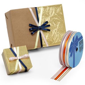 Cinta de Raso con Borde Dorado, Hecha a Mano, de Lujo, de Poliéster y Seda, para Envolver Regalos de Cumpleaños, Rollo de 1 Yarda - Product Image 1