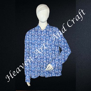 เสื้อเชิ๊ตผ้าฝ้ายของผู้หญิงทำด้วยมือสวยงามเสื้อเชิ๊ตพิมพ์ลายแบบอินเดียน้ำหนักเบามีสไตล์ทรงหลวมลำลองสำหรับฤดูร้อนตามธรรมชาติ - Product Image 6