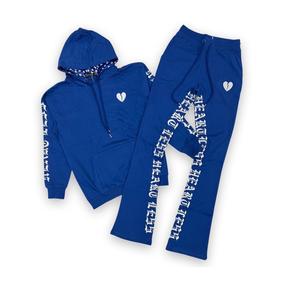 Conjunto de sudadera desgastada personalizada, Sudadera con capucha de color púrpura de retazos y pantalón apilado, chándales Acampanados para hombre, conjuntos de dos piezas para hombre - Product Image 3