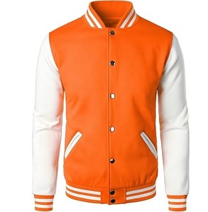 Venta al por mayor OEM Regular Fit Plain Solid Varsity Chaquetas Transpirable Letterman Botones Up Chenille Lana Chaquetas de béisbol de invierno - Product Image 1