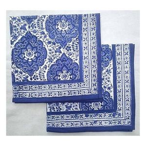 Servilleta de tela duradera de gran tamaño con estampado azul de lino grueso respetuoso con el medio ambiente al por mayor, perfecta para bodas - Product Image 6