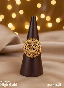 Luxury High Gold Temple <b>Finger</b> <b>Rings</b> Handmade Indian Ethnic Jewellery Elegant Traditional Statement <b>Rings</b> for Weddings Festivals - Product Image 4