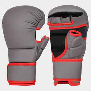 Venta al por mayor de cuero de vaca real MMA guantes de medio dedo 8oz 14oz 16oz tamaños guantes de Kick Boxing para adultos patrón impreso - Product Image 6