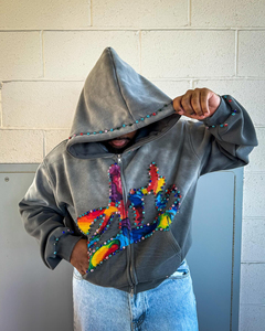 เสื้อฮู้ดซิปหน้าสำหรับผู้ชายผ้าคอตตอน100% ซักได้สำหรับฤดูใบไม้ผลิใหม่2025 - Product Image 3