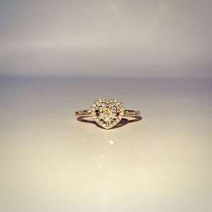 Premium 14k or rose coeur design bague de fiançailles diamant naturel semi-canal réglage rond brillant accents style classique - Product Image 2