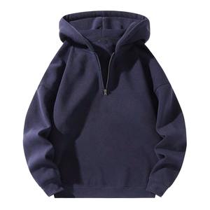 Quarter Zip Hombres Color sólido Americano Casual Sudadera Manga larga Retro Sudaderas con capucha Hombres Streetwear - Product Image 2