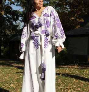 Bán buôn biểu tượng tùy chỉnh OEM & ODM Dài Tay Áo cao cổ xếp li công bằng Isle Áo len Len Acrylic của phụ nữ dệt kim Maxi Dress - Product Image 3