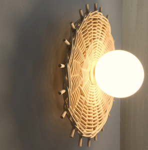 Meilleur prix Moderne Applique murale ronde en rotin Boho-Lumière durable en osier tissé à la main pour l'éclairage doux de la maison - Product Image 4