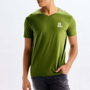 เสื้อยืดคอกลมสีพื้นเรียบง่าย แขนสั้น ขายส่ง เสื้อยืดคอกลมแขนสั้นผู้ชาย ผ้าฝ้าย 100% ไม่มีลาย - Product Image 2